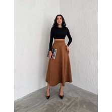 Ozy Fashion Kadın Kışlık Süet Kloş Etek UZSÜ007