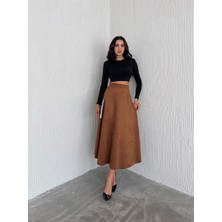 Ozy Fashion Kadın Kışlık Süet Kloş Etek UZSÜ007