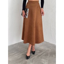 Ozy Fashion Kadın Kışlık Süet Kloş Etek UZSÜ007