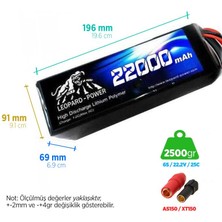 Leopard Power 22000 mAh 22.2V 6S 25C UAV & Multirotor Lityum Polimer Lipo Batarya Pil XT150 Plug