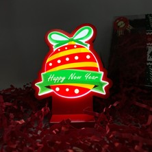 Happy New Year Yılbaşı Masaüstü LED Lamba/gece Lambası/usb’li ve Uv Baskılı (Leon—led ile Neon Görünüm) 11*11 cm