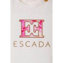 Escada  Tek Düğme Detaylı Logolu Beyaz Çocuk T-Shirt