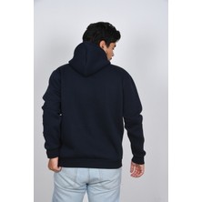 Unisex Kol Baskılı Oversize Şık Görünümlü Lacivert Beyaz Moda Sweatshirt