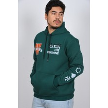 Unisex Kol Baskılı Oversize Şık Görünümlü Lacivert Beyaz Moda Sweatshirt