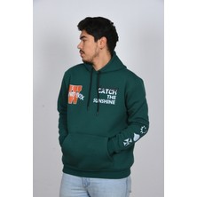 Unisex Kol Baskılı Oversize Şık Görünümlü Lacivert Beyaz Moda Sweatshirt