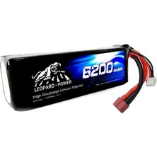 Leopard Power 6200 mAh 14.8V 4S 40C Lityum Polimer Lipo Batarya Pil T Plug