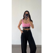 Hazelanna Yazılı Pembe Crop