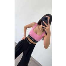 Hazelanna Yazılı Pembe Crop