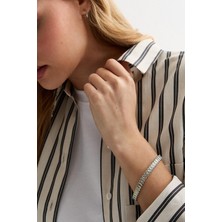 Paslanmaz Çelik Lüks Baget Taşlı Gold Bileklik