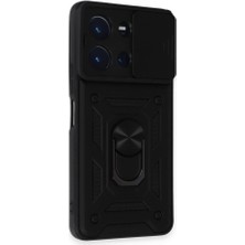 Smody Vivo Y36 Ile Uyumlu Kılıf Kamera Korumalı Sürgülü Yüzüklü Standlı Tank