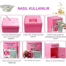 Mini Atm Çocuklar Için Para Kutusu Güvenli Kumbara Elektronik Para Kasası Nakit Paralar