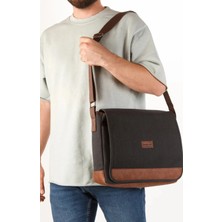 Derims Unisex Kanvas Kumaş Siyah Ayarlanabilir Uzun Askılı Postacı ve Omuz Çantası 32*38*10*