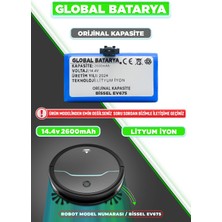 Global Batarya Bissell EV675 Uyumlu Akıllı Robot Süpürge Bataryası 14.4V 2600MAH Pil ( Kapasite)