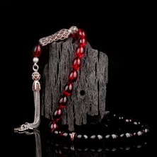 Tesbih Sepetim 925 Ayar Gümüş Zirkon Taşlı Gümüş Püsküllü Süzme Renk Ateş Kehribar Tesbih