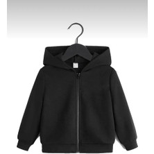Unisex Çocuk Siyah Fermuarlı Hırka