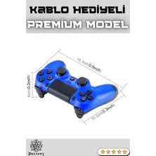 Premium Ps4 Oyun Kolu Kablolu&kablosuz Mavi Bluetoothlu Bilgisayar Uyumlu Kol Gamepad Joystick