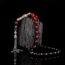 Tesbih Sepetim 925 Ayar Gümüş Zirkon Taşlı Gümüş Püsküllü Süzme Renk Ateş Kehribar Tesbih