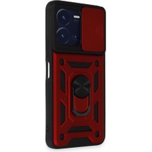 Smody Vivo Y22S Ile Uyumlu Kılıf Kamera Korumalı Sürgülü Yüzüklü Standlı Tank