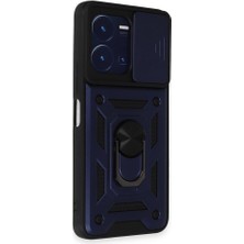 Smody Vivo Y22S Ile Uyumlu Kılıf Kamera Korumalı Sürgülü Yüzüklü Standlı Tank