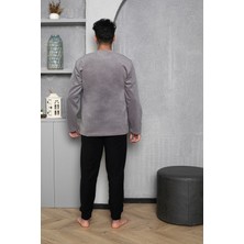 Sude Homewear Erkek Yazı Desenli Polar Pijama Takımı