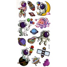 Limmy Sticker Kabartmalı Stiker Çıkartma Etiket (XHC029)-18X9 Cm- Bisikletli Astronot