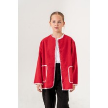Kız Çocuk Kroşetalı Cepli Kaşe Ceket G1534