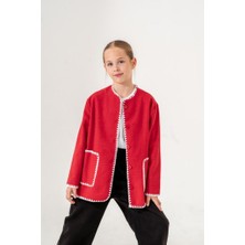 Kız Çocuk Kroşetalı Cepli Kaşe Ceket G1534