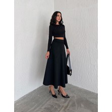 Ozy Fashion Kadın Kışlık Süet Kloş Etek UZSÜ007