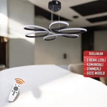 Papatya Siyah 3 Renk Ultra Ledli Sarkıtma Modern Avize