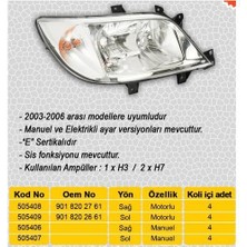 Ayfar 505406 Far Sinyal Sıs Sağ Sprinter 04 00-05 06 Elektrikli H7 H3 H7 9018202761