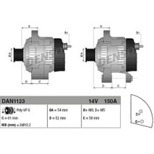 Denso DAN1123 Alternatör 12V 150A Doblo 1.6d Multijet Giulietta 1.6 2.1 51808561