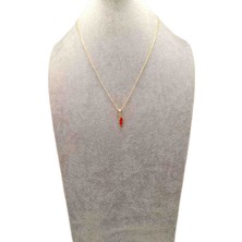 Han Ticarethane Altın Renk Kırmızı Şimşek Model Kolye