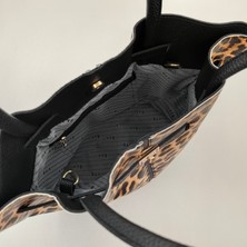 Nuba Bag Leopar Suni Deri Tek Bölmeli Tek Cepli Manyetik Çıtçıt Kapamalı 2 Saplı