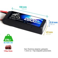 Leopard Power 2600 mAh 14.8V 4S 25C Lityum Polimer Lipo Batarya Pil T Plug