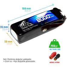 Leopard Power 8000 mAh 14.8V 4S 25C UAV & Multirotor Lityum Polimer Lipo Batarya Pil