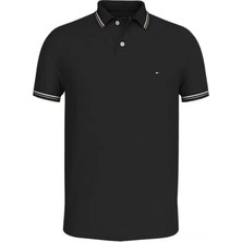 Tommy Hilfiger Erkek Siyah Logo  Kısa Kollu Polo T-Shirt