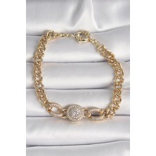 Ebijuteri Pirinç Gold Renk Zirkon Taşlı Zincir Xuping Vıp Exclusive Seri Kadın Bileklik