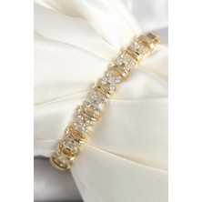 Ebijuteri Pirinç Gold Renk Zirkon Taşlı Çiçek Model Xuping Vıp Exclusive Seri Bileklik