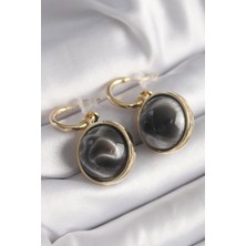 Ebijuteri Pirinç Gold Renk Oniks Doğal Taşlı Vintage Kadın Küpe