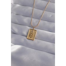 Ebijuteri 316L Çelik Zincir Gold Renk Zirkon Taşlı Göz Figür Tarot Kolye