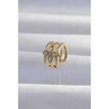 Ebijuteri Pirinç Gold Renk Yonca Earcuff Küpe