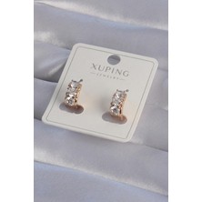 Ebijuteri Xuping Rose Renk Zirkon Taşlı Minimal Halka Küpe