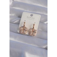 Ebijuteri Xuping Rose Renk Zirkon Taşlı Fiyonk Model Halka Küpe