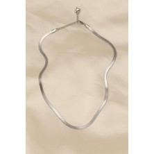 Ebijuteri 316L Çelik Silver Renk 45 cm Italyan Zincir Model Kadın Kolye