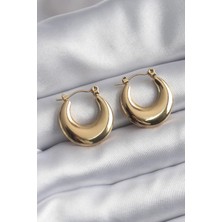 Ebijuteri 316L Çelik Gold Renk Bubble Model Kadın Küpe