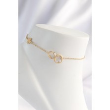 Ebijuteri 316L Çelik Gold Renk Yonca Model Halhal