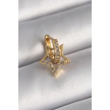 Ebijuteri 316L Çelik Gold Renk Zirkon Taşlı Sallantı Yıldız Model Tragus Piercing