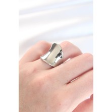 Ebijuteri Silver Renk Ayarlanabilir Kavisli Ayna Yüzük