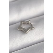 Ebijuteri 316L Çelik Gümüş Renk Zirkon Taş Detay Yıldız Model Tragus Piercing