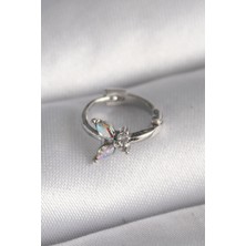 Ebijuteri 316L Çelik Gümüş Renk Zirkon Taşlı Kelebek Model Tragus Piercing